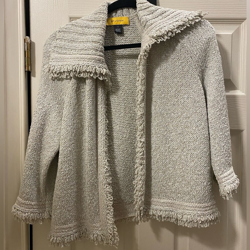 St. John Shimmer Beige Cardigan